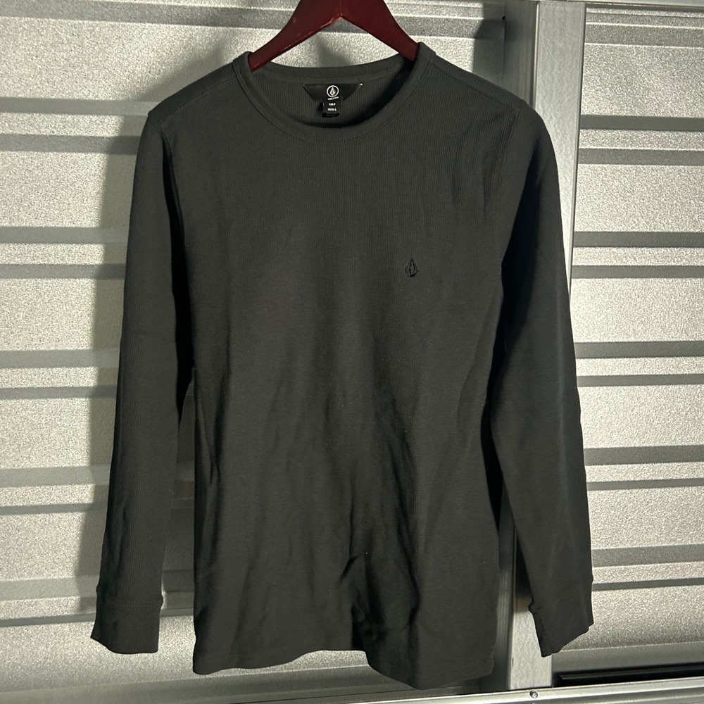 Volcom Thermal Shirt Mens S Black Waffle Knit Long Sleeve Skate Streetwear